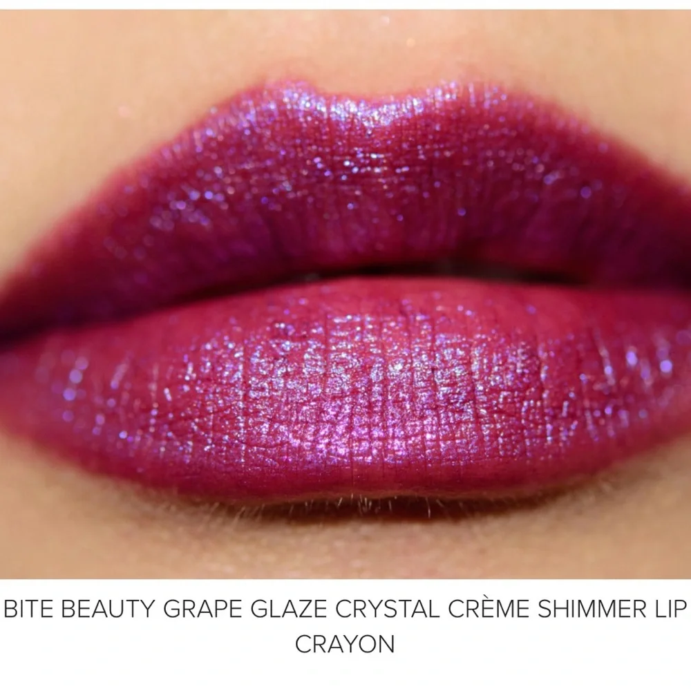 NEW UNUSED Bite Beauty Crystal Crème Shimmer Lip Crayon in Grape Glaze